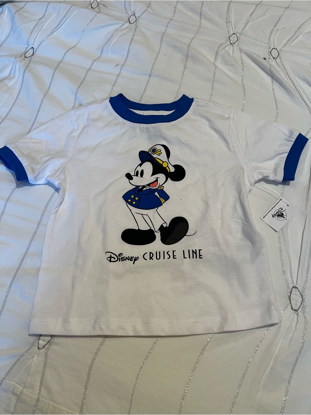 Disney nwt White and Blue Mickey Cruise Captain Tee